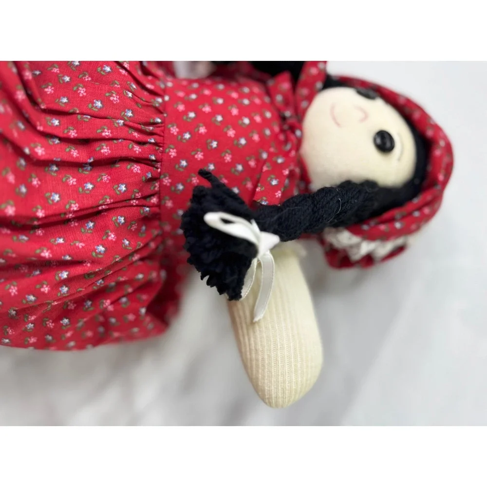 Laura Ingalls Wilder Little Town on the Prairie Rag Doll Red Floral 15 inch VTG
